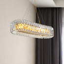 Modern gold and clear crystal oval pendant light for dining room