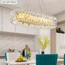 Modern gold and clear crystal oval pendant light for dining room