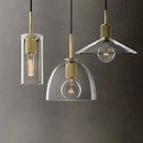 Modern gold and clear glass led pendant light trio dining room