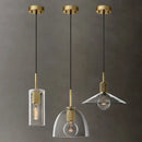 Modern gold and clear glass led pendant light trio dining room