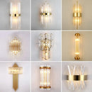 Modern gold and clear glass led wall lamps bedroom sconce