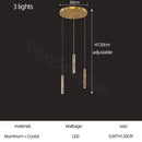 Modern gold and crystal cylindrical stair chandelier living room
