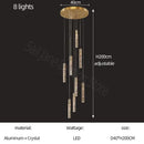 Modern gold and crystal cylindrical stair chandelier living room