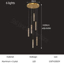Modern gold and crystal cylindrical stair chandelier living room