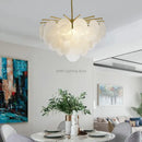 Modern gold and frosted glass led chandelier dining room light