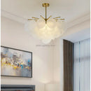 Modern gold and frosted glass led chandelier dining room light