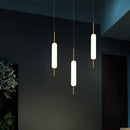Modern gold and frosted glass led pendant chandelier for living room