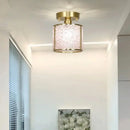 Modern gold and pink column glass crystal ceiling light bedroom