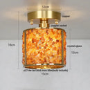 Modern gold and pink column glass crystal ceiling light bedroom