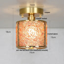 Modern gold and pink column glass crystal ceiling light bedroom