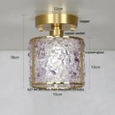 Modern gold and pink column glass crystal ceiling light bedroom