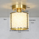 Modern gold and pink column glass crystal ceiling light bedroom