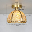Modern gold and pink column glass crystal ceiling light bedroom