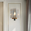 Modern gold and smoke gray glass triangle sconce bedroom wall lamp