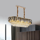 DecorBites™ 10-Bulb Smoke Grey Crystal Island Ceiling Light with Modern 3-Tier Oblong Design