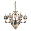 Modern gold and teal crystal candle chandelier living room light