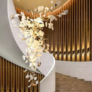 Modern gold and white gingko leaf ceramic chandelier living room light