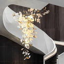 Modern gold and white gingko leaf ceramic chandelier living room light
