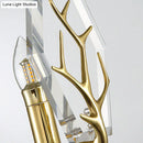 Modern gold antler deco crystal wall mounted sconce bedroom light