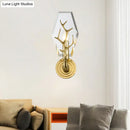 Modern gold antler deco crystal wall mounted sconce bedroom light