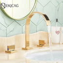 Modern gold arched dual handle basin faucet set bathroom mixer