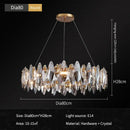 Modern gold ash crystal ceiling chandeliers living room pendant light