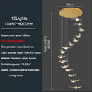 Modern gold bird design led chandelier for living room