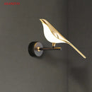 Modern gold bird led wall lamp for bedroom decor