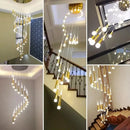 Modern gold black acrylic led chandelier staircase pendant light