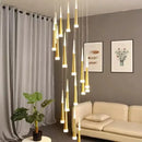 Modern gold black acrylic led chandelier staircase pendant light