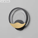Modern gold & black circular led wall sconce bedroom light