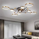 Modern gold & black circular ring pendant light for living room