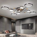 Modern gold & black circular ring pendant light for living room