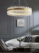 Modern gold & black crystal led chandelier dining room pendant light