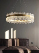 Modern gold & black crystal led chandelier dining room pendant light