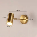 Modern gold & black cylindrical led wall lamp for living room