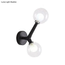 Modern gold & black double globe wall lamp corridor sconce light