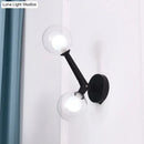 Modern gold & black double globe wall lamp corridor sconce light