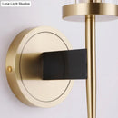 Modern gold & black fluted glass wall lamp bedroom sconce light