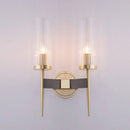 Modern gold & black fluted glass wall lamp bedroom sconce light