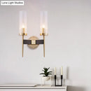 Modern gold & black fluted glass wall lamp bedroom sconce light