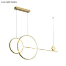 DecorBites™ Nordic LED Acrylic Chandelier Lamp with Black & Gold Line Design for Circular Island Lighting