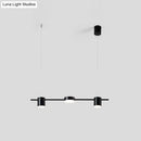 Modern gold & black linear chandelier dining room warm white light