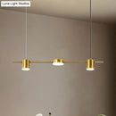 Modern gold & black linear chandelier dining room warm white light