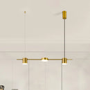 Modern gold & black linear chandelier dining room warm white light