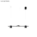 Modern gold & black linear chandelier dining room warm white light