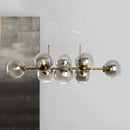 DecorBites™ Contemporary Gold/Black Round Island Lighting with 8 Smoky Glass Heads - Linear Design