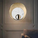Modern gold & black marble peacock tail feather wall sconce living room