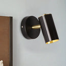 Modern gold & black metallic tube led light bedside wall sconce