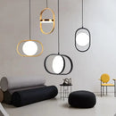 Modern gold & black oval pendant lights kitchen circular bulb